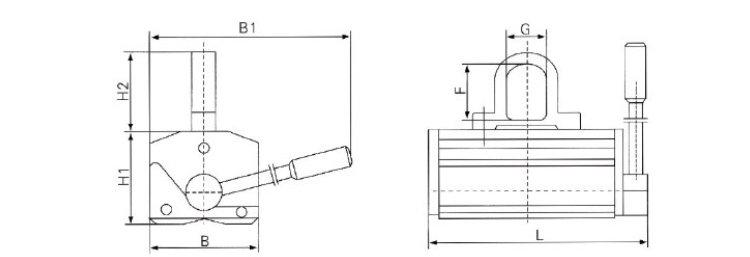強力永磁起重器尺寸圖 強力永磁起重器尺寸圖
